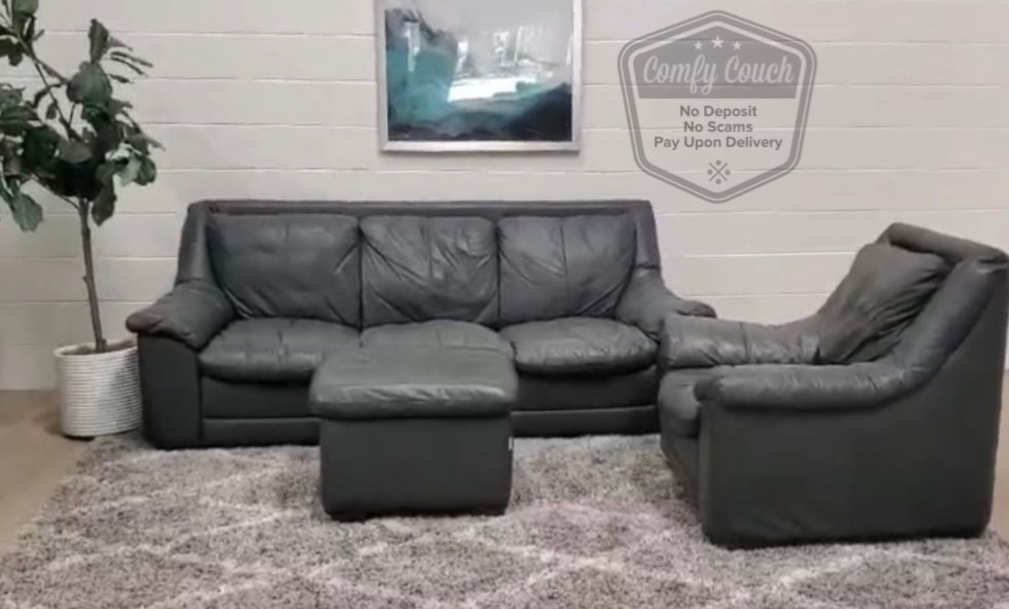 💎 Nicoletti Italian Leather Sofa Set w/ ottoman (Delivery Available!! )