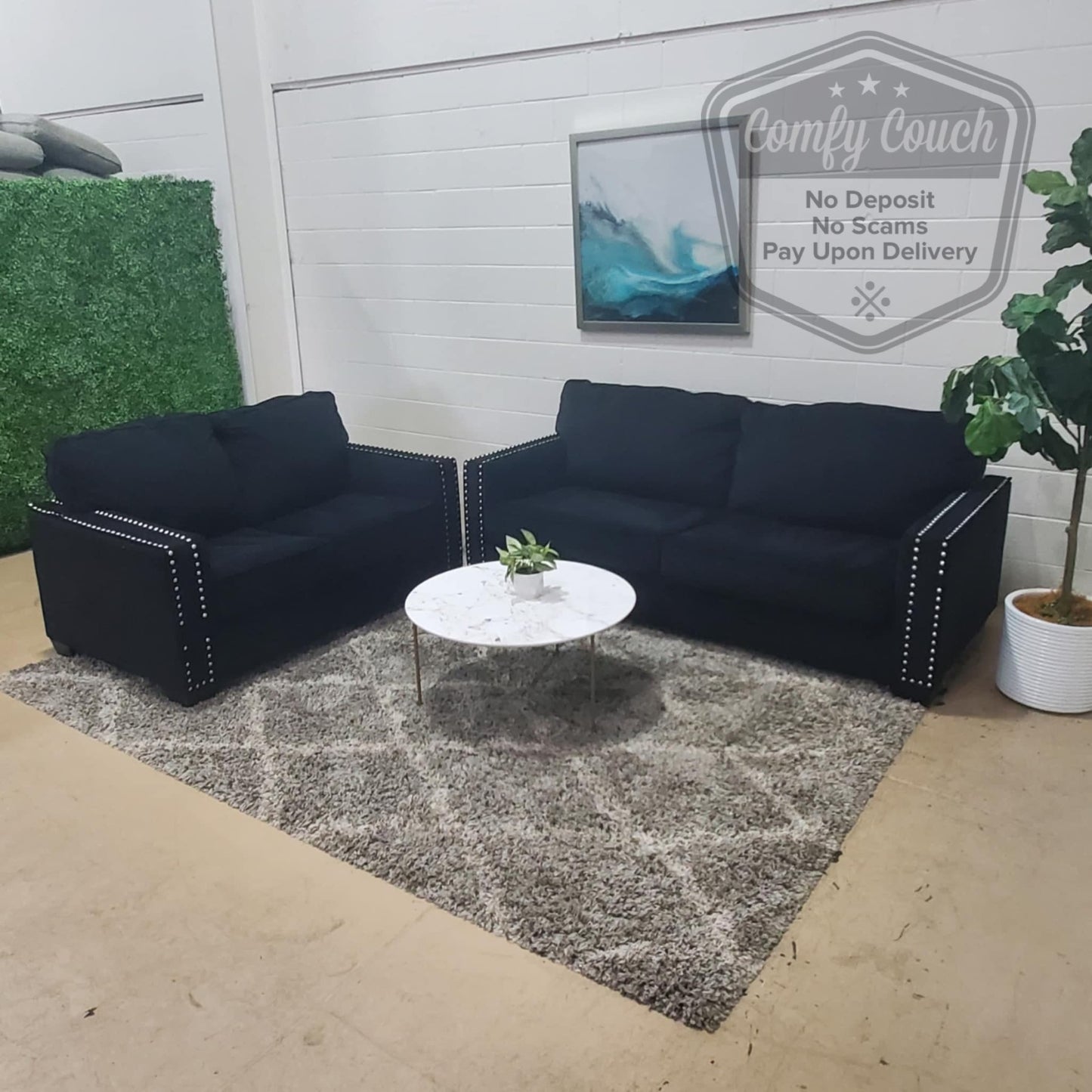 🛋️ Black Sofa & Loveseat Set (Delivery Available!! )