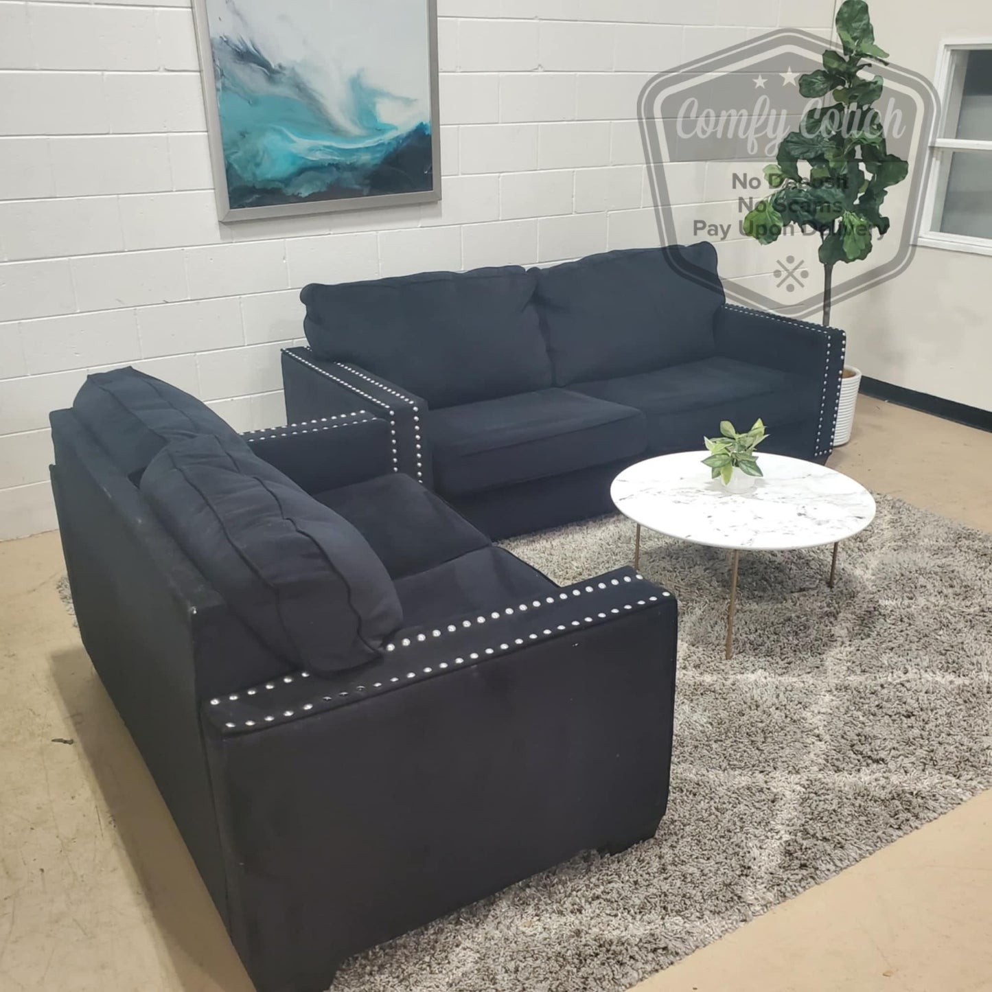 🛋️ Black Sofa & Loveseat Set (Delivery Available!! )