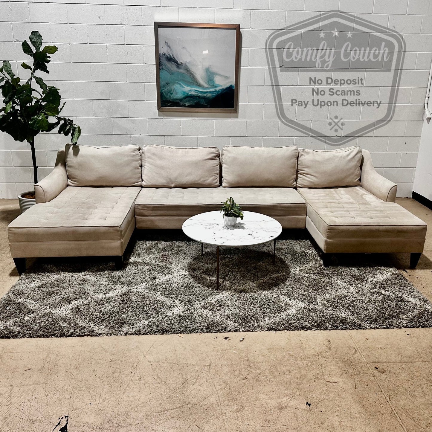 🛋️Haverty’s Beige Double Chaise Sectional (Delivery Available!! )