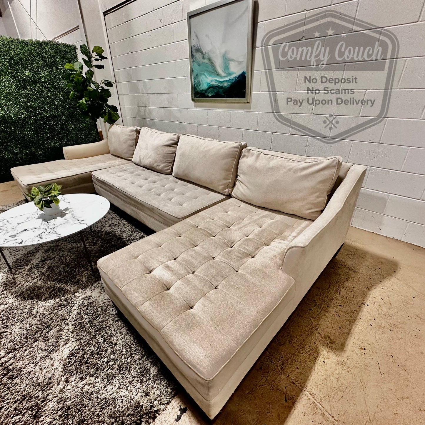 🛋️Haverty’s Beige Double Chaise Sectional (Delivery Available!! )