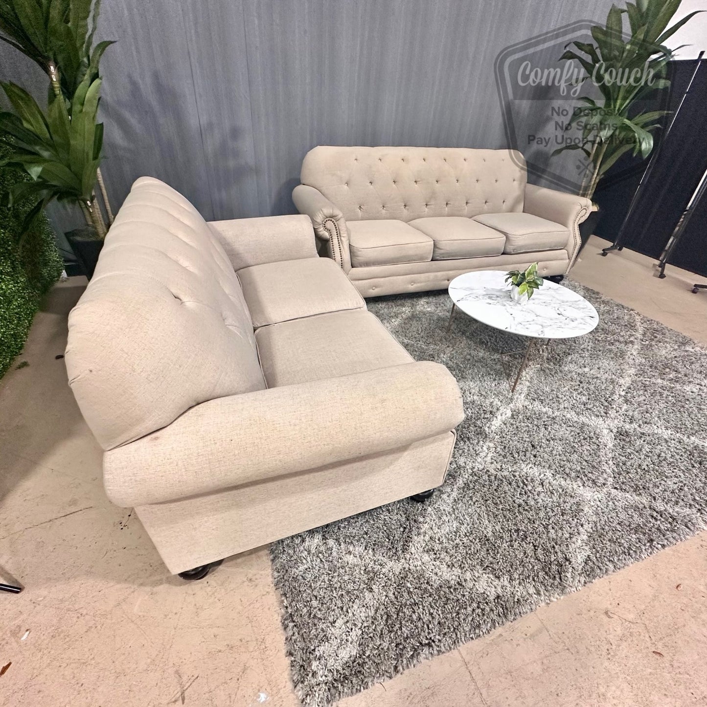🛋️ Tufted Sofa & Loveseat Set (Delivery Available!! )