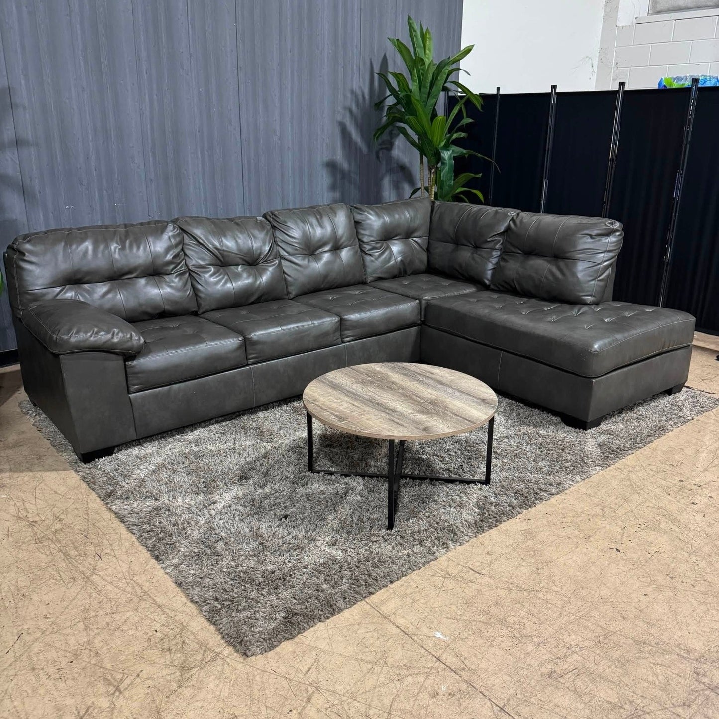 Gray Faux Leather Sectional Sofa (Delivery Available!! )