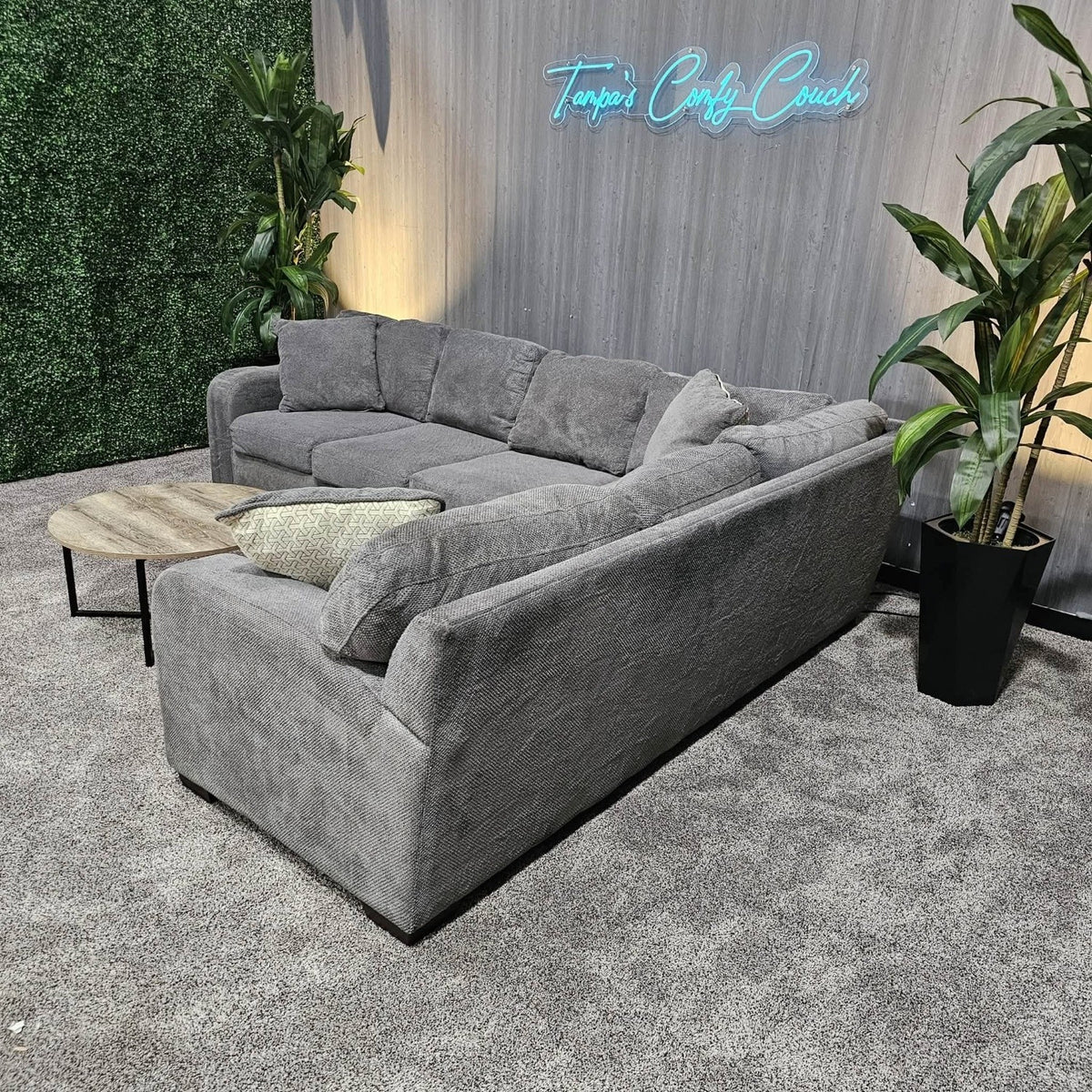 Fluffy Charcoal Sectional Sofa