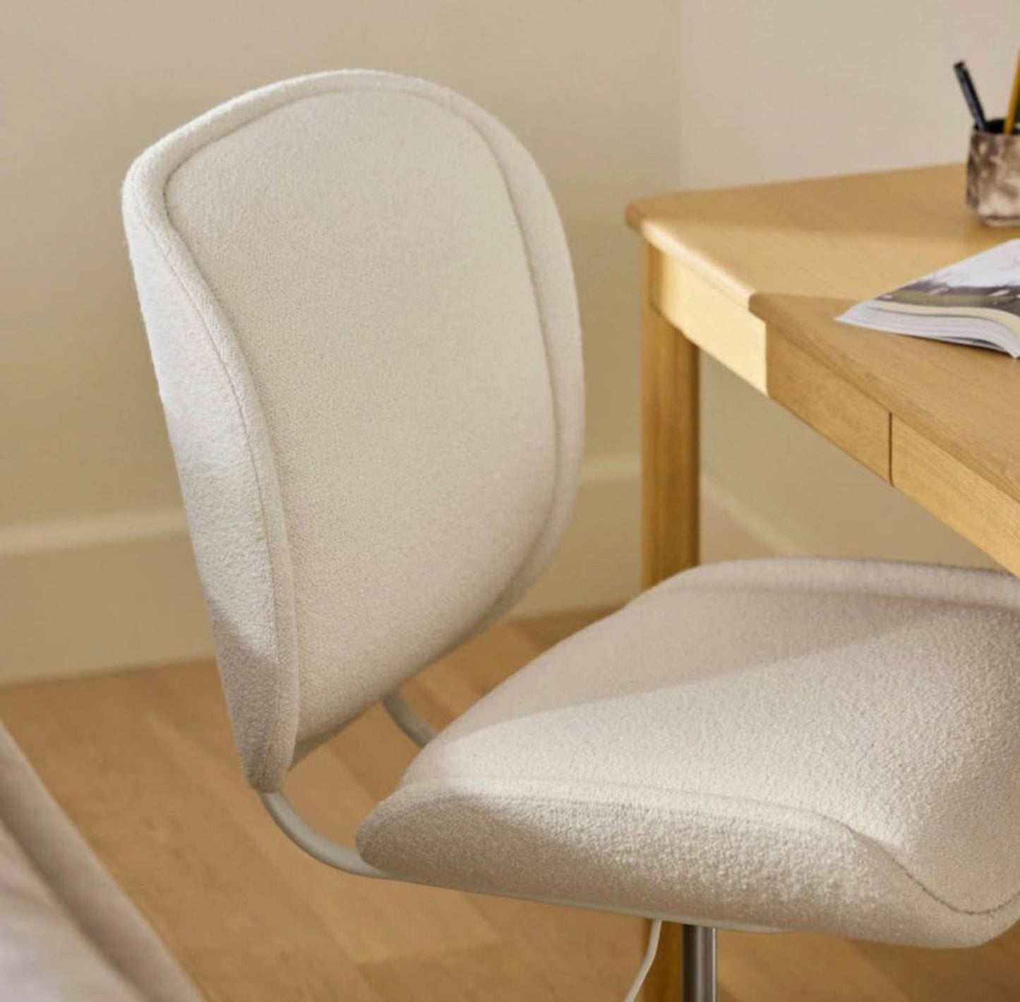 Rya Office Chair – Ivory Wool Bouclé | Brand New in Box