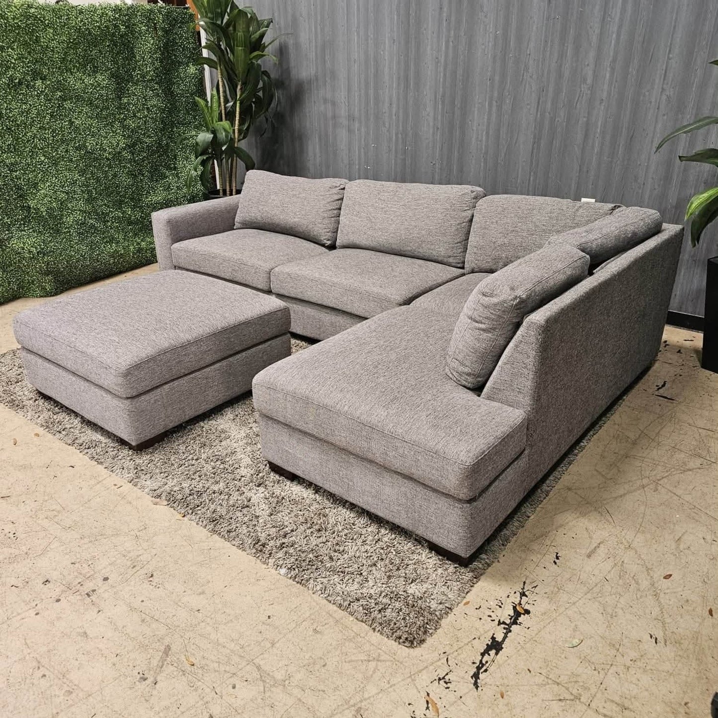 Comfy Gray Sectional Sofa + Ottoman (Delivery Available!! )