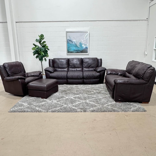 💎 Natuzzi Editions Reclining sofa, love seat & Swivel chair set! 🚛 Delivery Available !