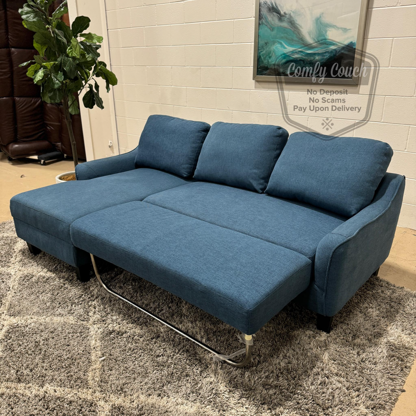 🛋️ Blue Sectional Sofa w/ pullout (Delivery  Available!! )