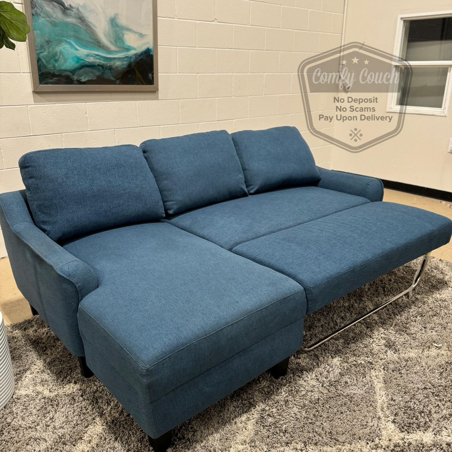 🛋️ Blue Sectional Sofa w/ pullout (Delivery  Available!! )