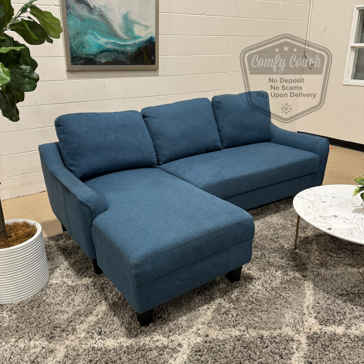 🛋️ Blue Sectional Sofa w/ pullout (Delivery  Available!! )