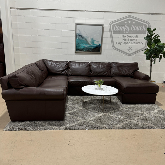 💎 Ethen Allen Ushaped Genuine Leather Sectional (Delivery  Available!! )