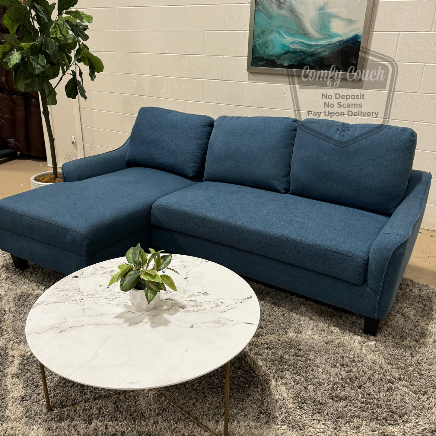 🛋️ Blue Sectional Sofa w/ pullout (Delivery  Available!! )