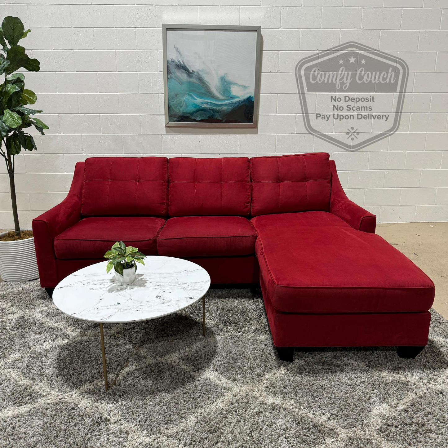 🔥 Red Reversible Sectional w/ pullout bed (Delivery  Available!! )