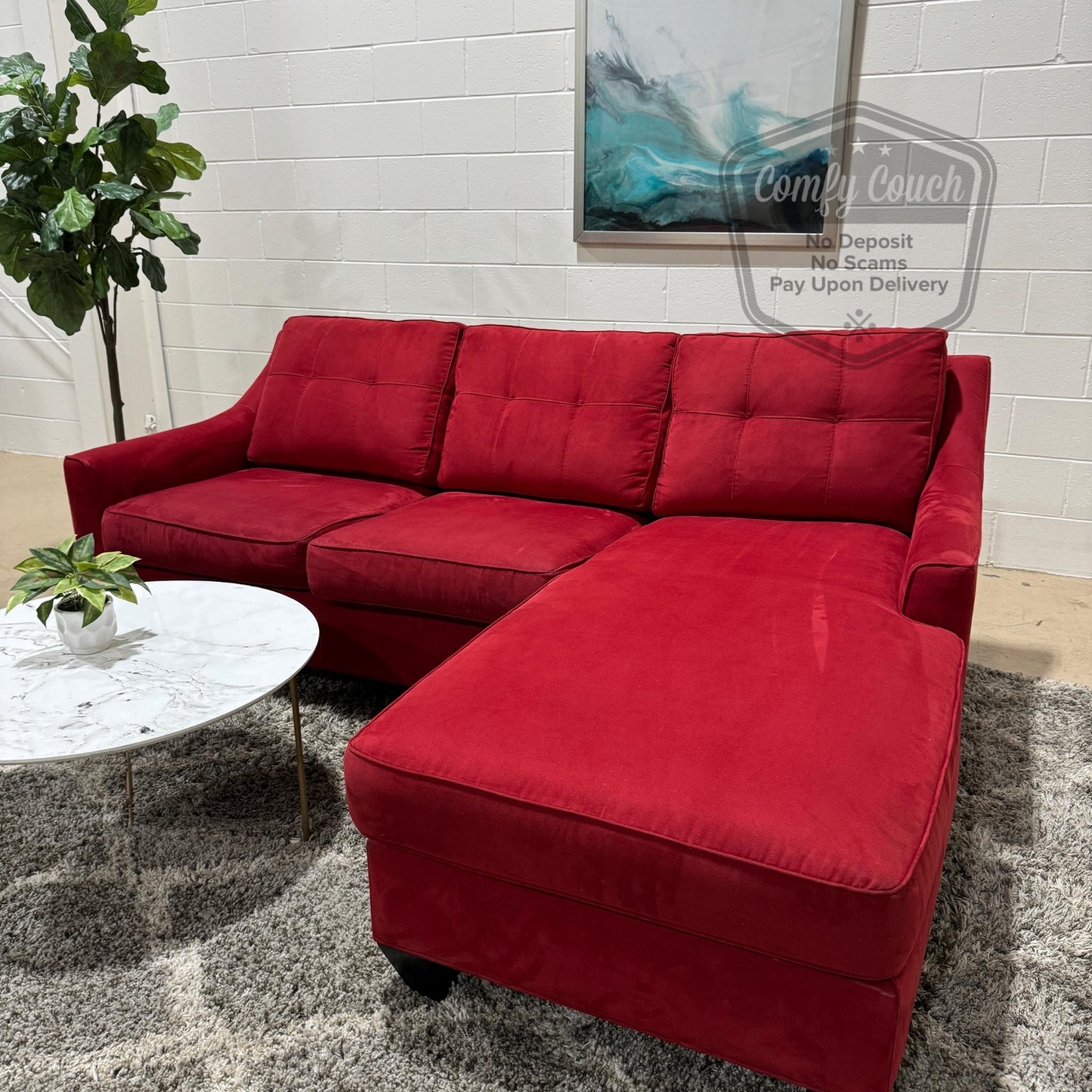 🔥 Red Reversible Sectional w/ pullout bed (Delivery  Available!! )