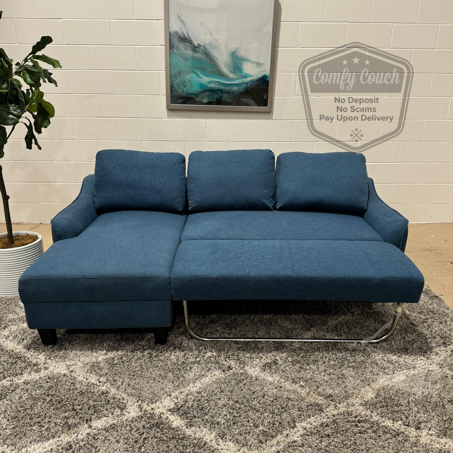 🛋️ Blue Sectional Sofa w/ pullout (Delivery  Available!! )