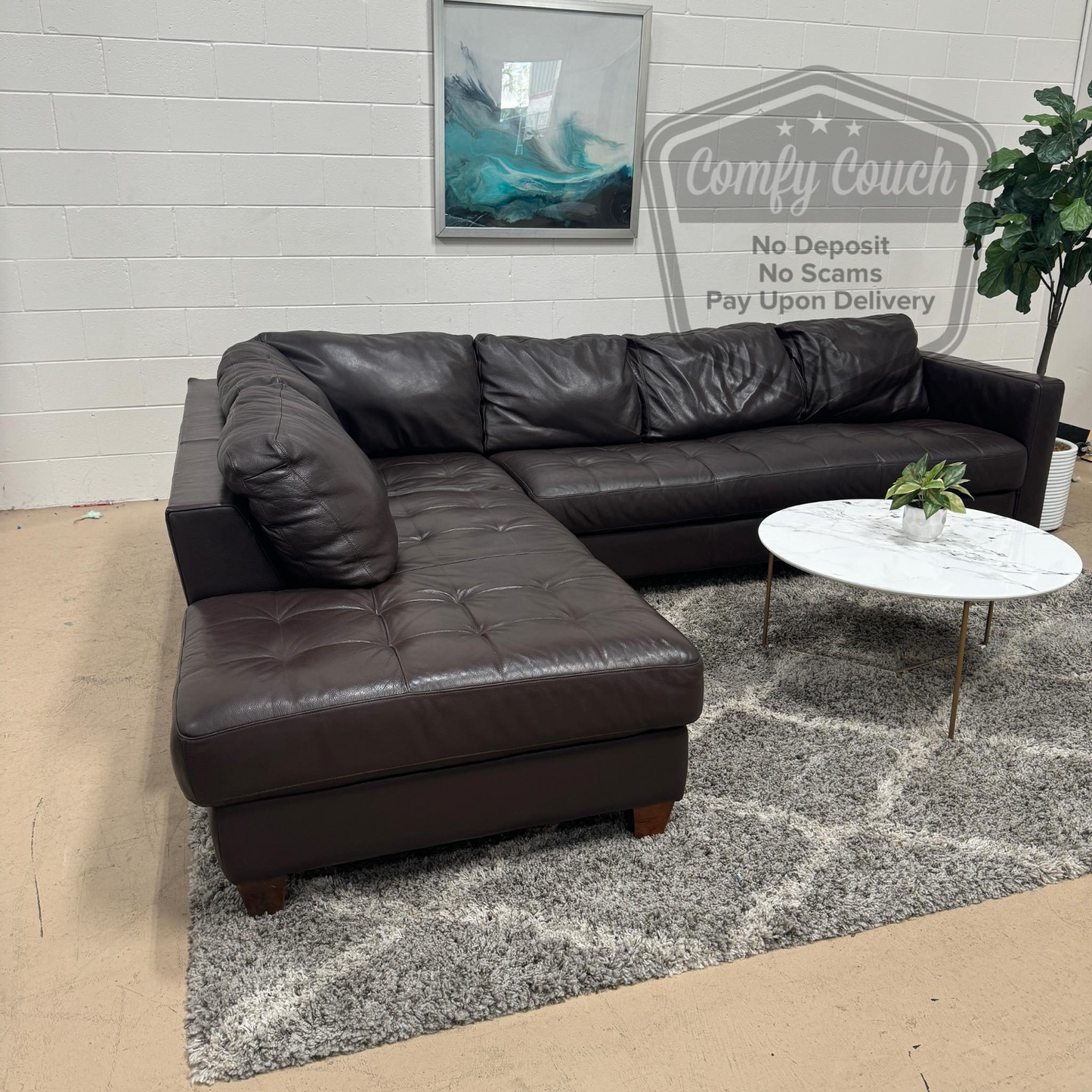 🛋️ Natuzzi Genuine Leather Sectional w/ Chaise (Delivery  Available!! )