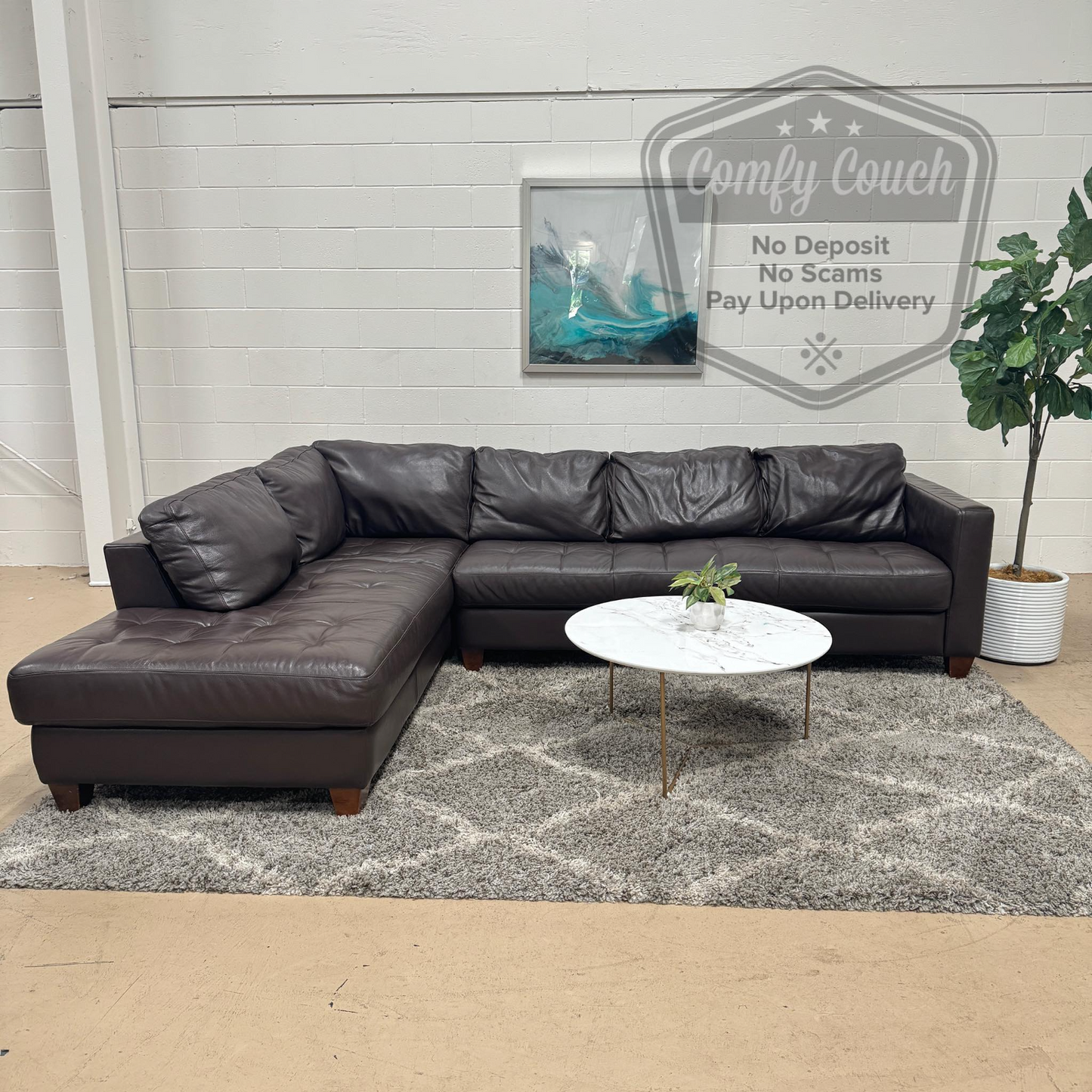 🛋️ Natuzzi Genuine Leather Sectional w/ Chaise (Delivery  Available!! )