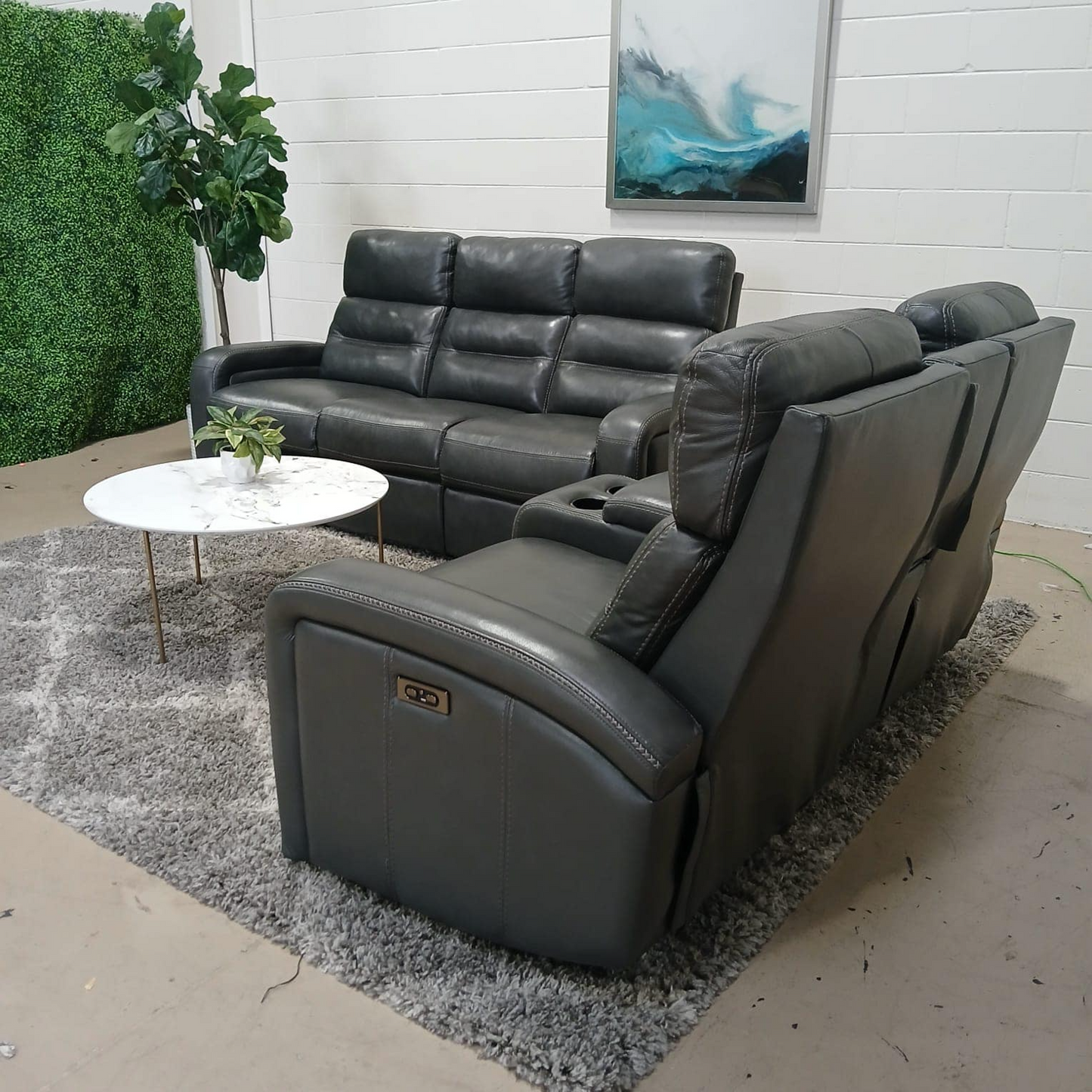 🛋️Genuine Leather Reclining Sofa & Loveseat Set  (Delivery Available!! )