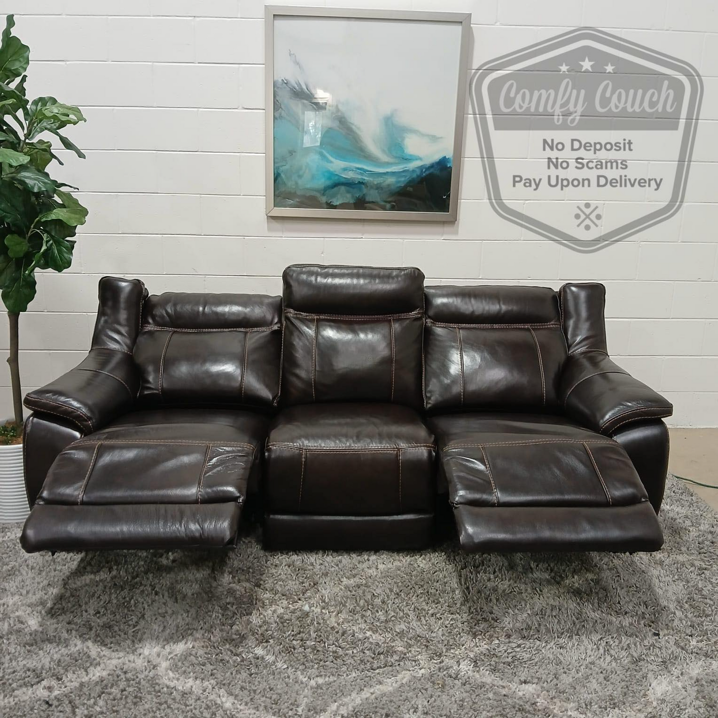 🛋️Brown Leather Reclining Sofa and Recliner set (Delivery Available!! )