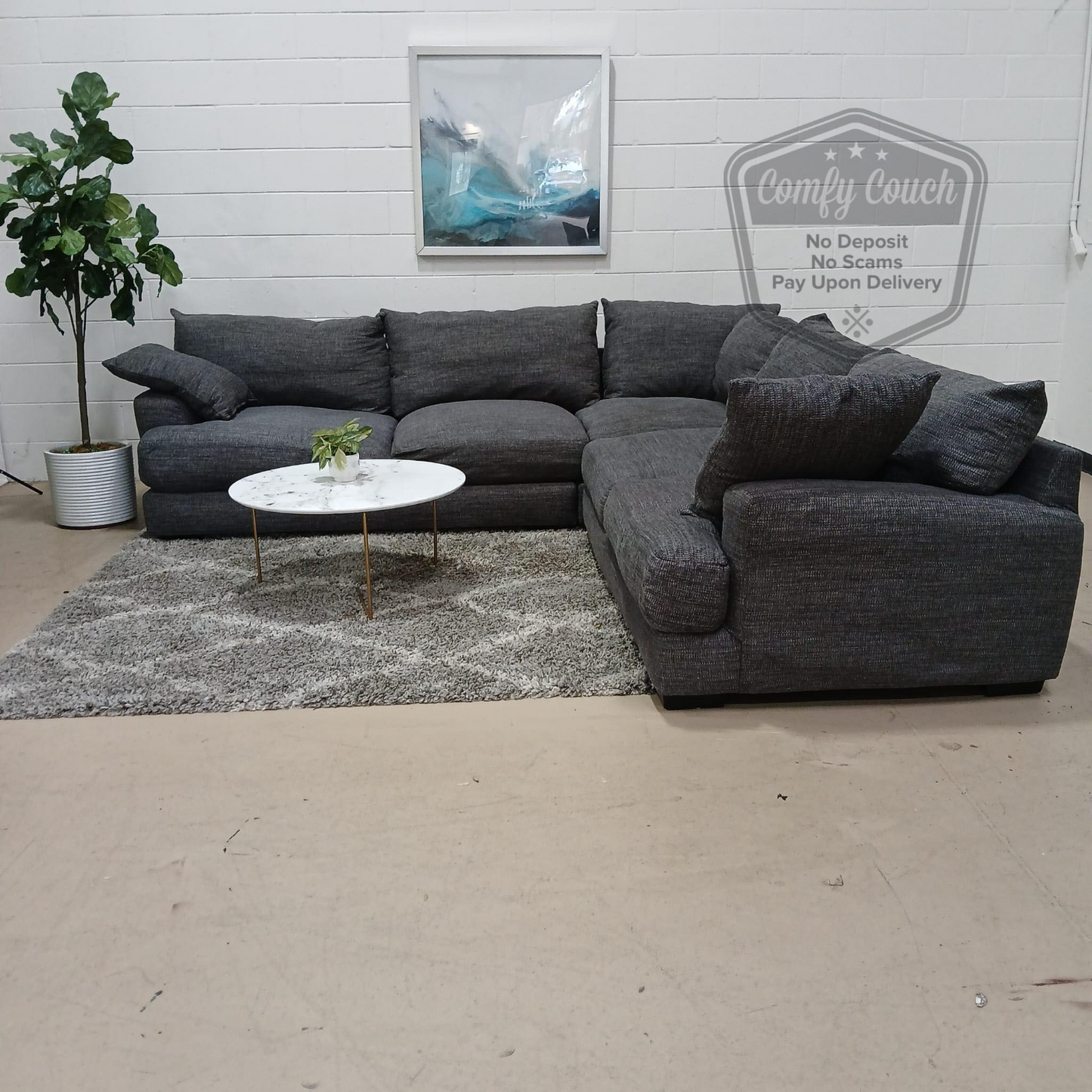 🛋️ CharcoalGray Sectional Sofa -Oversized (Delivery Available!! )