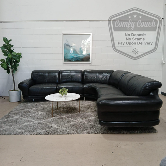 💎 Natuzzi Sectional - Black Genuine Leather  (Delivery Available!! )