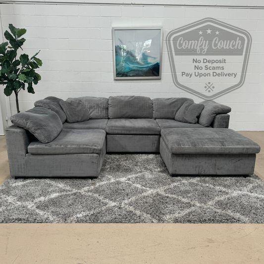 🛋️ Gray Microsuede Modular Sectional w/ottoman!   (Delivery Available!! )