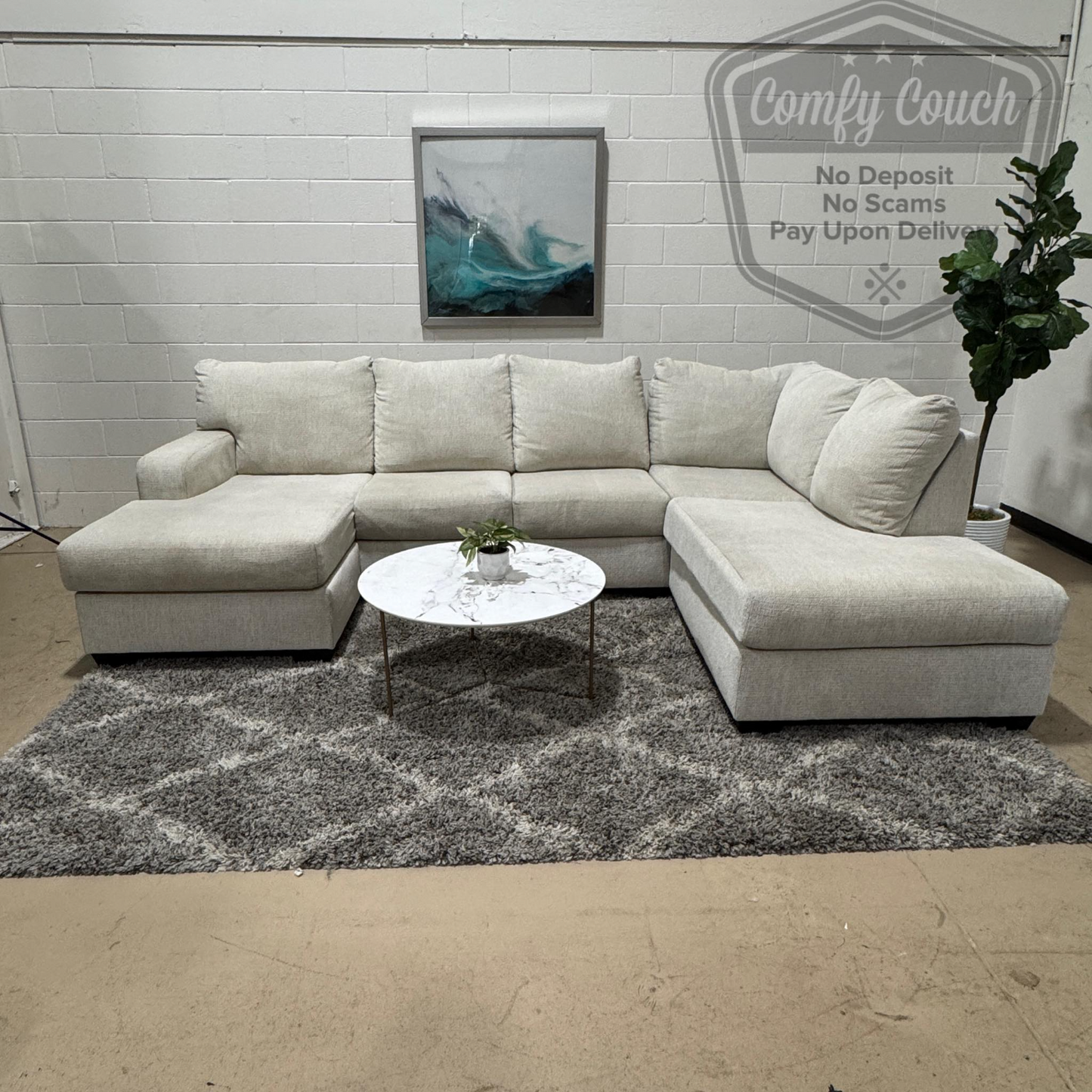 🛋️Beige Double Chaise Sectional- Ashleys   (Delivery Available!! )