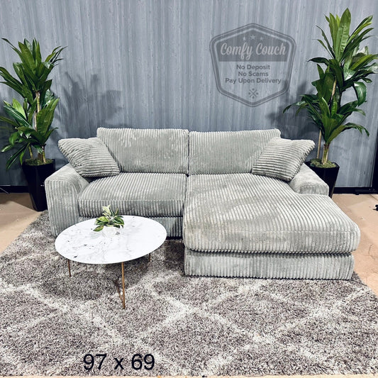 🛋️Comfy 2pc Corduroy Sectional Sofa(Delivery Available!! )