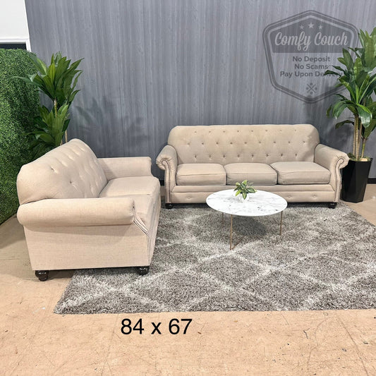 🛋️ Tufted Sofa & Loveseat Set (Delivery Available!! )