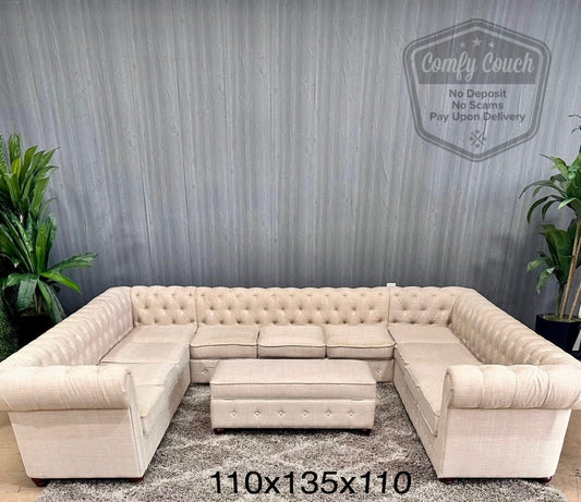 🛋️ Huge Tufted Sectional & Ottoman w/ Storage (Delivery Available!! )