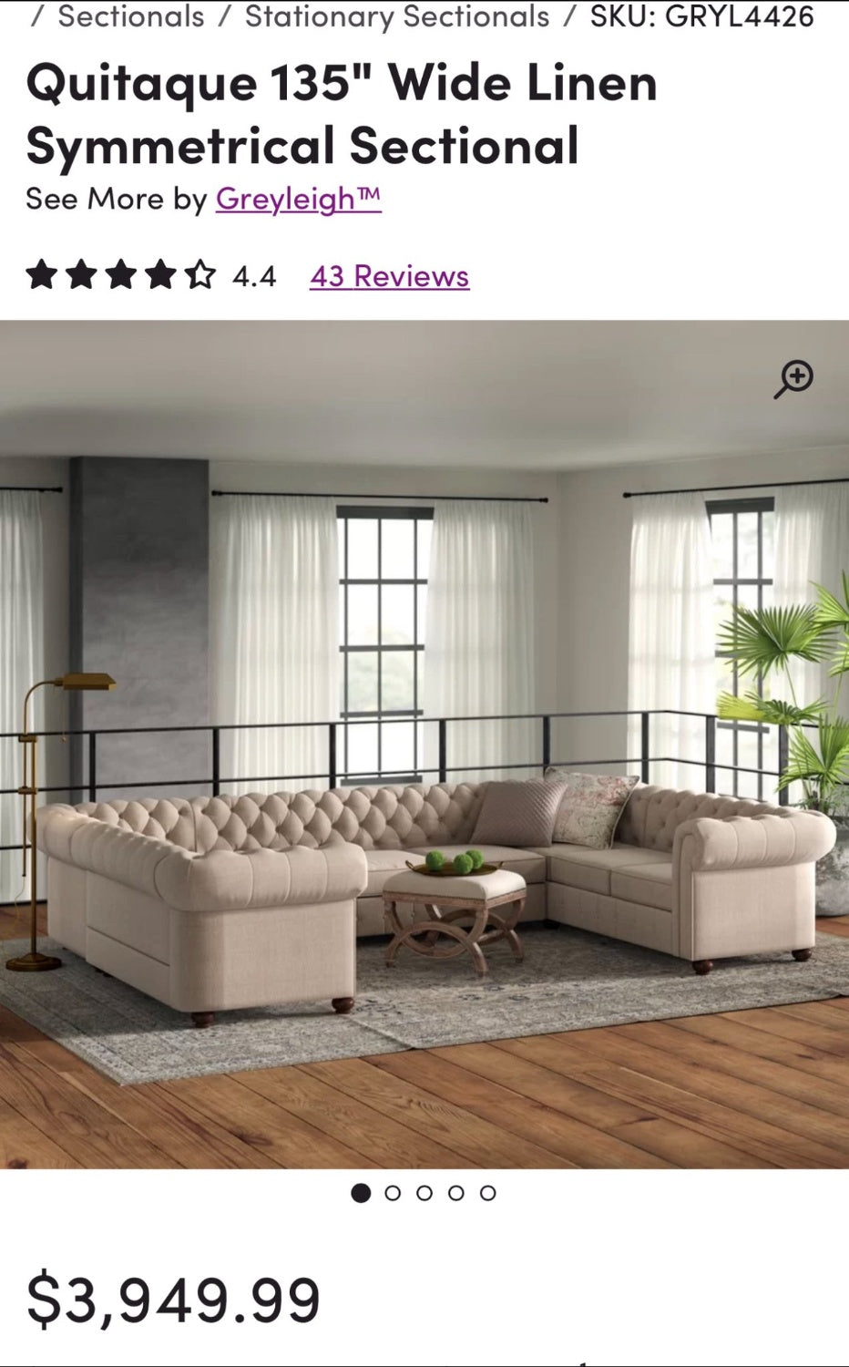 🛋️ Huge Tufted Sectional & Ottoman w/ Storage (Delivery Available!! )