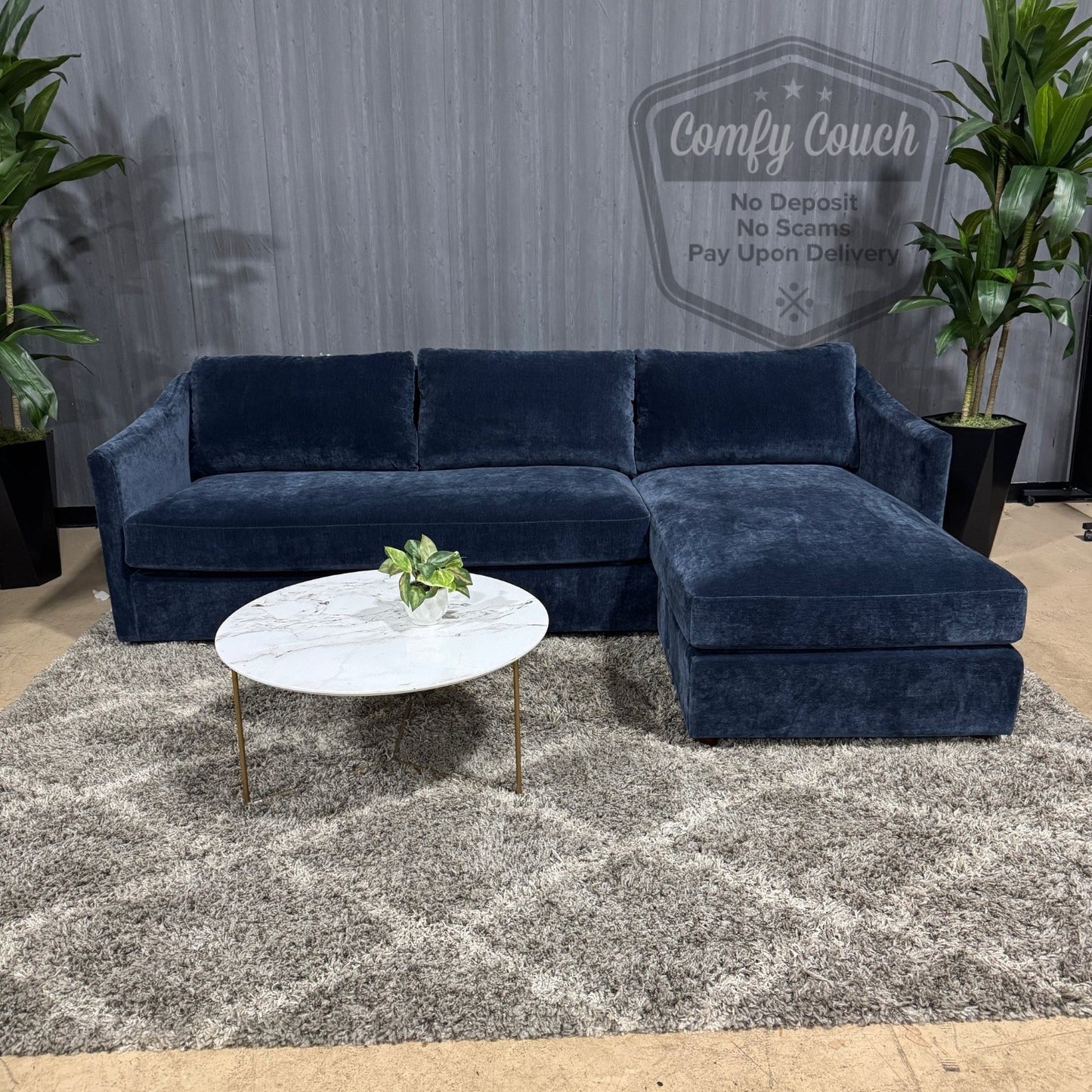 🛋️ Brand New Poly& Bark Blue Sectional (Delivery Available!! )
