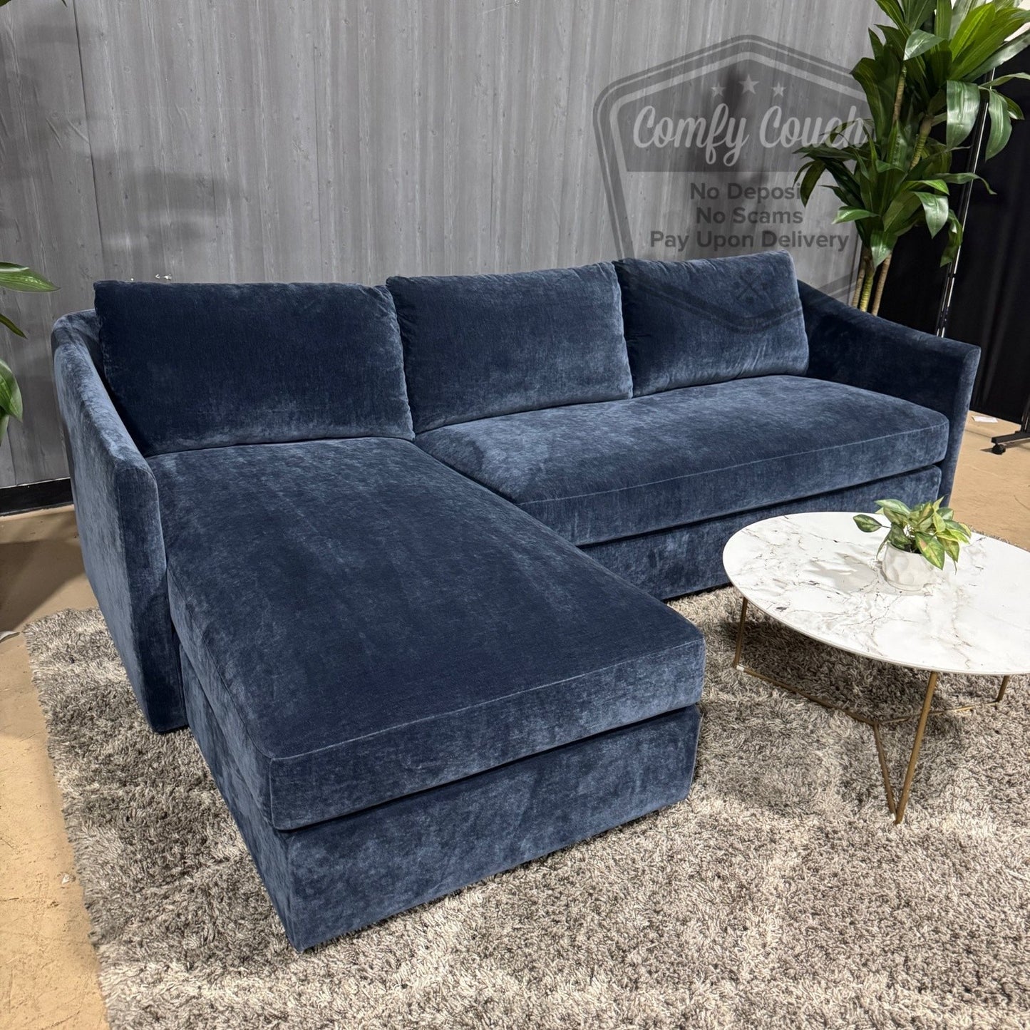 🛋️ Brand New Poly& Bark Blue Sectional (Delivery Available!! )