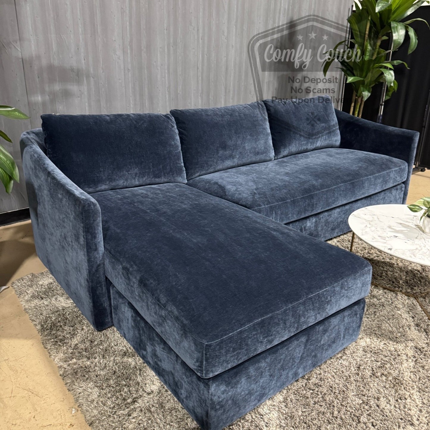 🛋️ Brand New Poly& Bark Blue Sectional (Delivery Available!! )