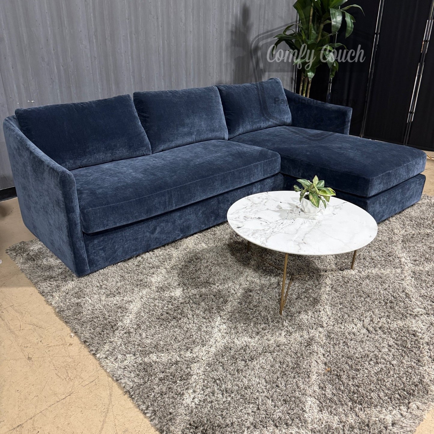 🛋️ Brand New Poly& Bark Blue Sectional (Delivery Available!! )