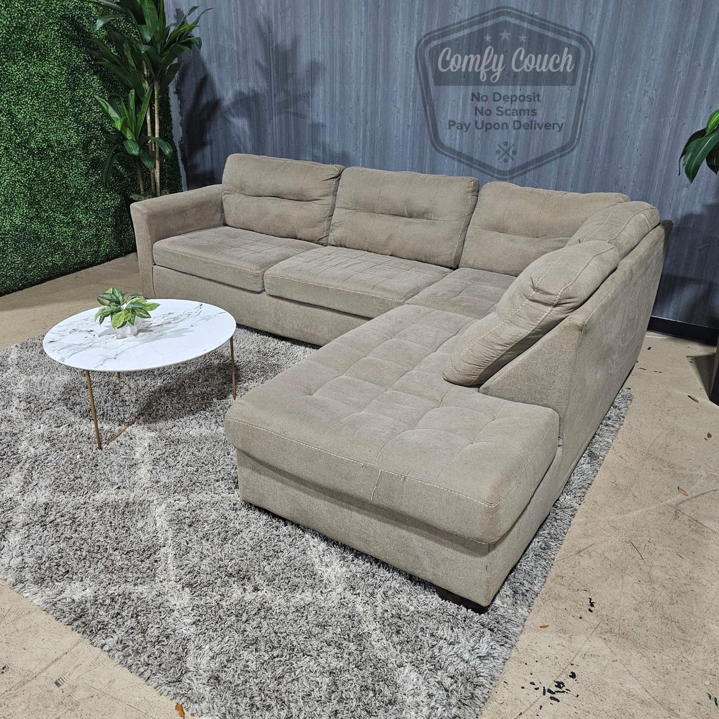 🛋️ Comfy Beige Sectional Sofa (Delivery Available!! )