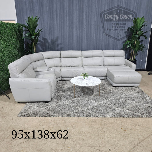 🛋️ Cindy Crawford Ushaped Leather Sectional Sofa