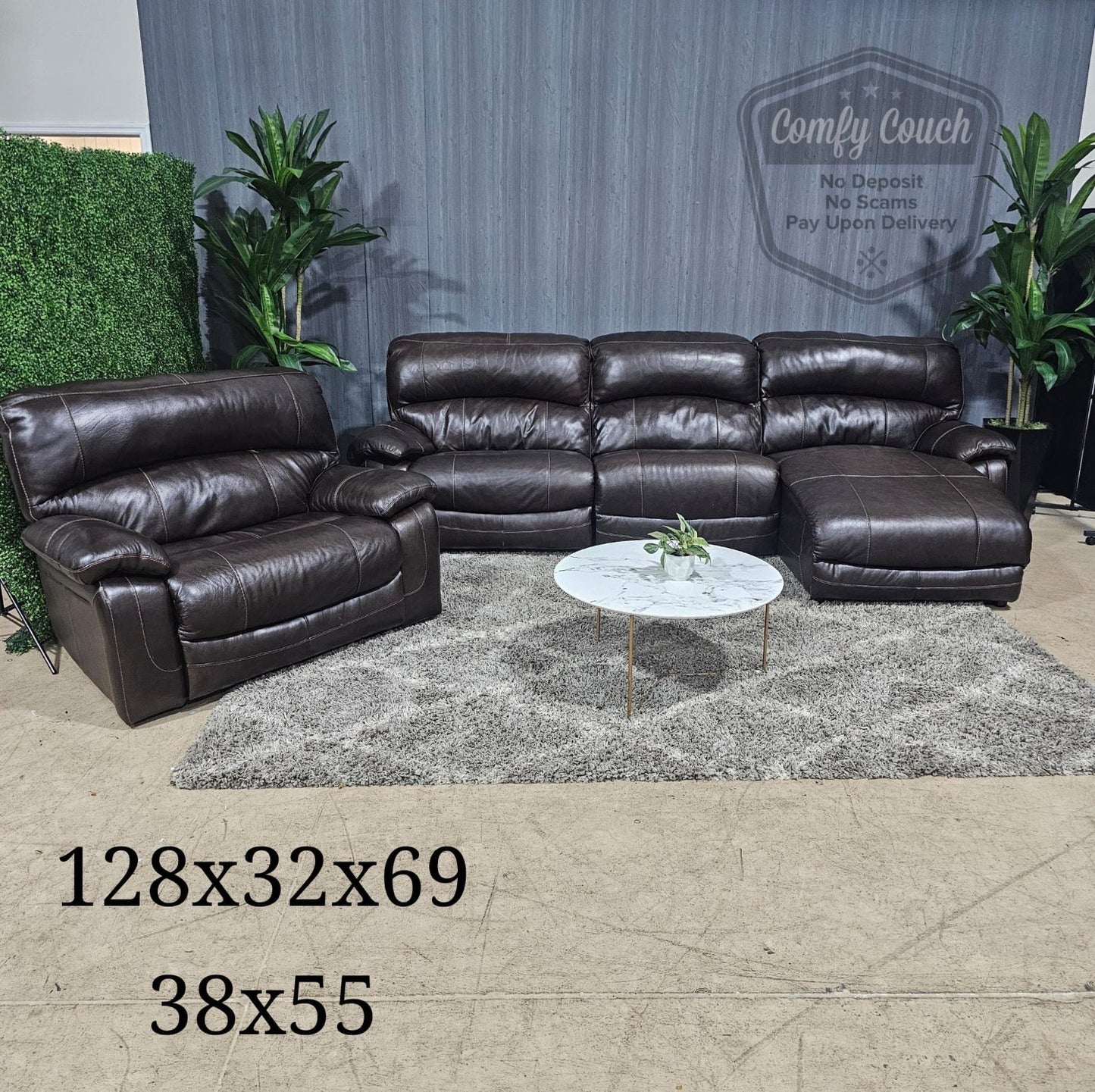 🛋️ Oversized Reclining Leather Set (Delivery Available!! )