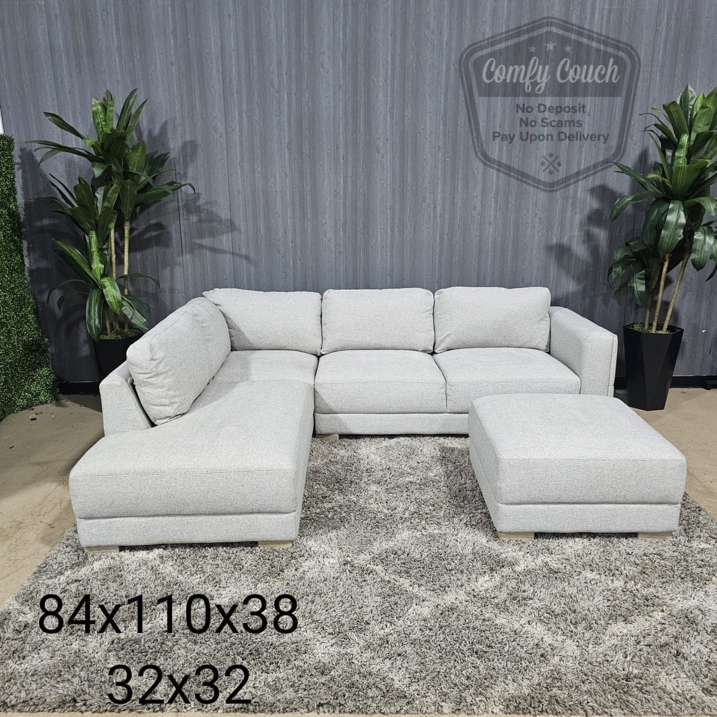 🛋️ Comfy Light Gray Sectional Sofa w/ottoman (Delivery Available!! )