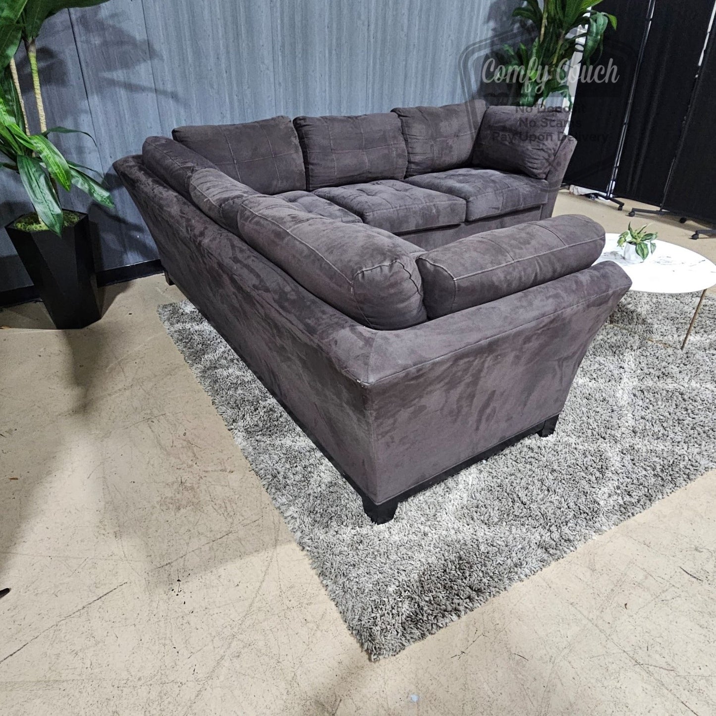 🛋️Fluffy Charcoal Sectional Sofa (Delivery Available!! )