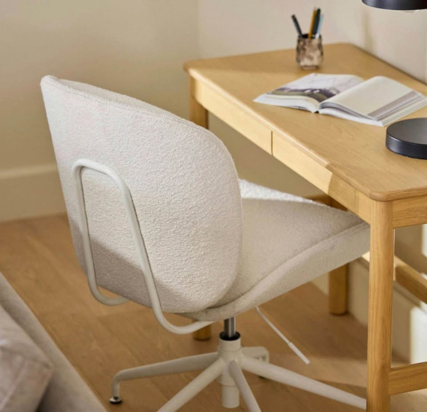 Rya Office Chair – Ivory Wool Bouclé | Brand New in Box