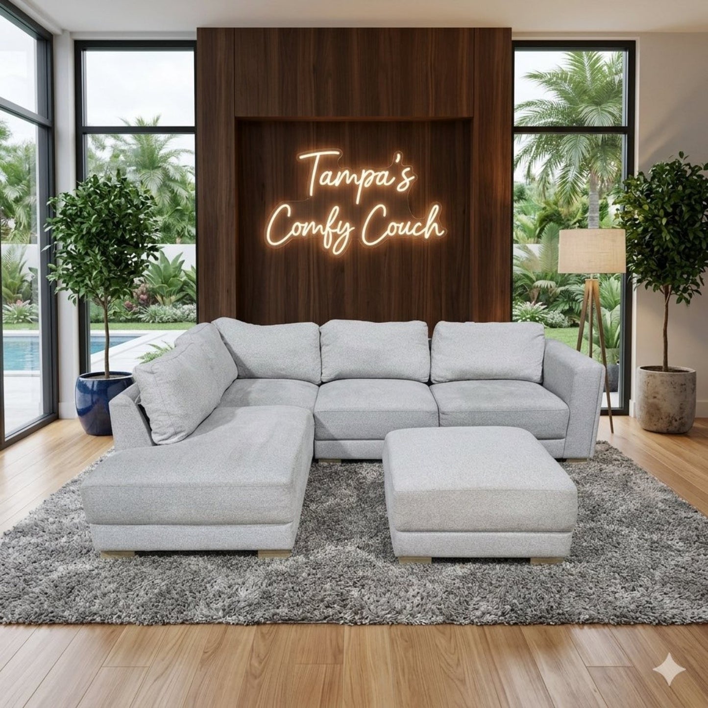 🛋️ Light Gray Sectional Sofa & Ottoman (Delivery Available!! )