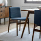 Nosh Dining Chairs – Walnut & Denim Blue | Set of 2 | Brand New in Box
