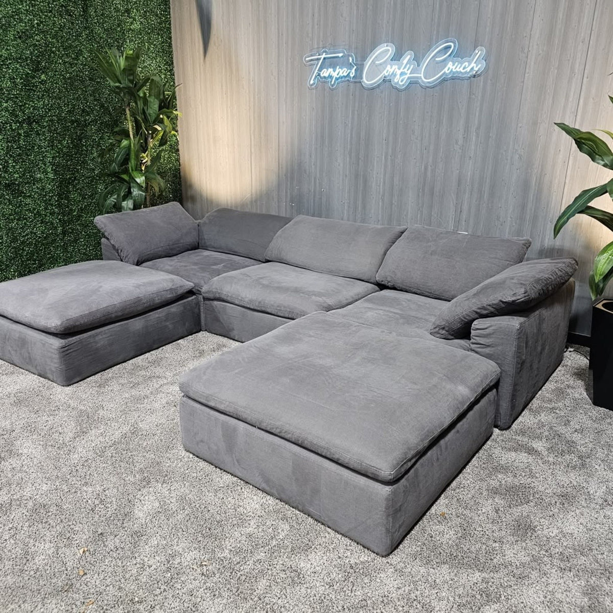 RH- Gray Linen Restoration Hardware Original Cloud Couch (5pc) | Luxe