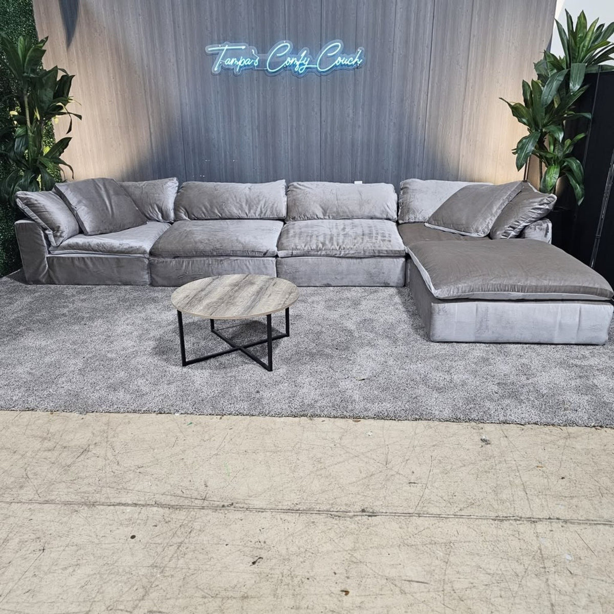 RH- Gray Velvet Restoration Hardware Original Cloud Couch (5pc) | Luxe