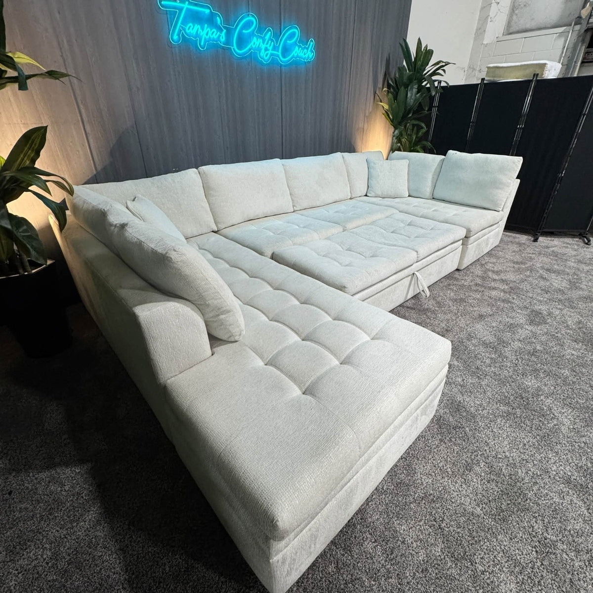 Cindy Crawford Home Sheridan Place 155” U-Shaped Sleeper Sectional | Off-White (Delivery Available!! )