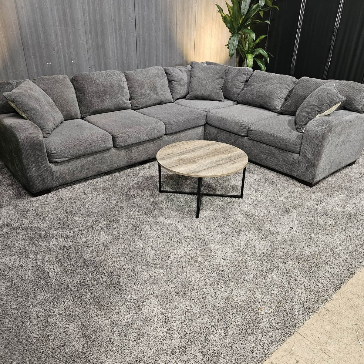 Fluffy Charcoal Sectional Sofa