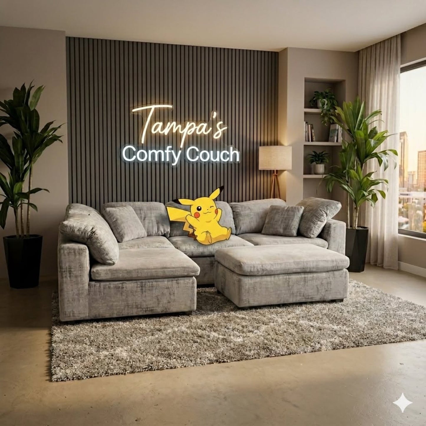 🛋️ Gray Microsuede Modular Sectional & Ottoman