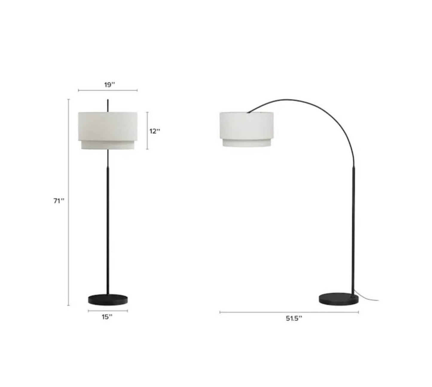 Zebu Large Linen Floor Lamp - Black (Delivery Available!! )