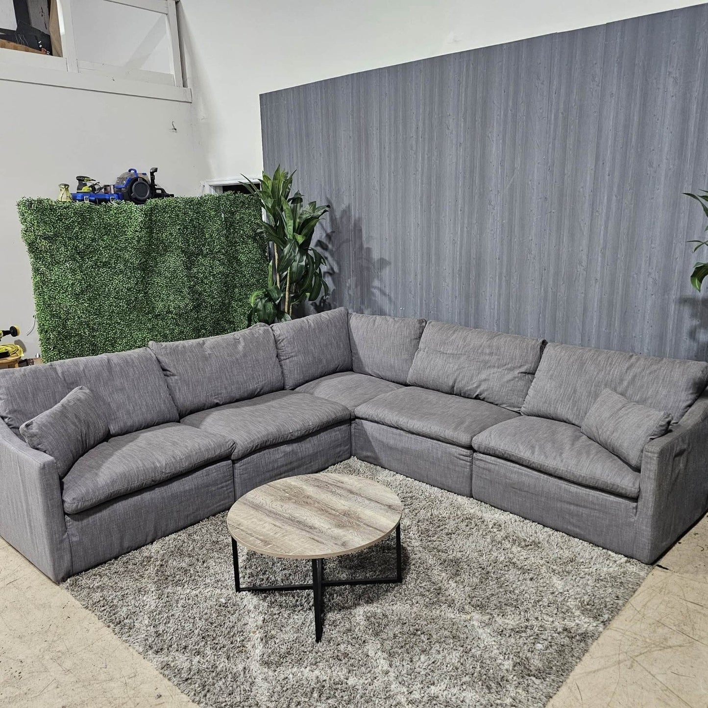 RH - Gray Restoration Hardware Linen Original Cloud Couch (5pc) | Classic Slope Arm (Delivery Available!! )